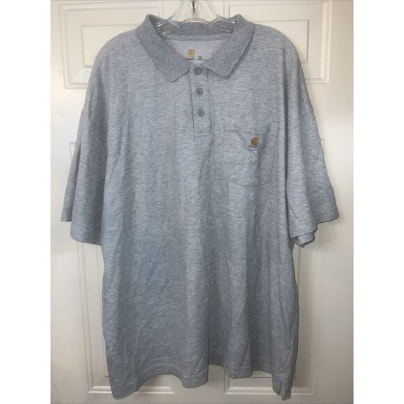 Carhartt Polo Shirt Short Sleeve Gray Men's XXL Collared Original Fit Heather - Picture 1 of 5